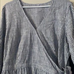 Pin striped wrap around dress